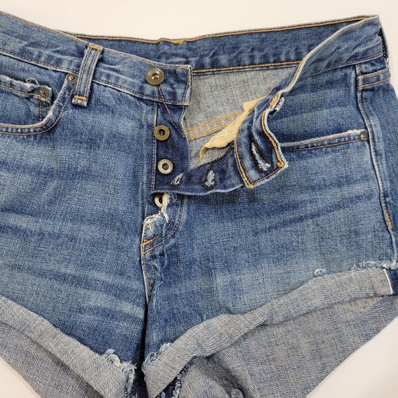 Rag & Bone Marilyn High Rise Button Fly Mini Denim Shorts in Weston - Picture 9 of 11
